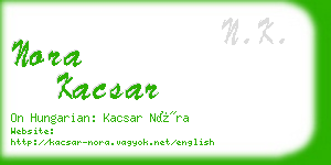 nora kacsar business card